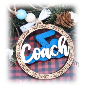 Swim Coach Christmas Ornament, Tree Ornament, Appreciation Gift, Coach Ornament, Sports Ornament, tree ornament, car charm, sports lover