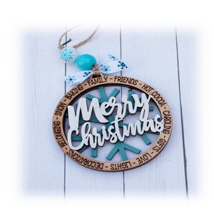 Merry Christmas Snowflake Christmas Ornament, Tree Ornament, Appreciation Ornament, Snowflake Ornament