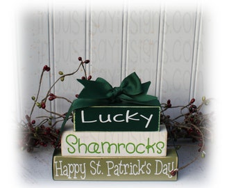 Lucky Itty Bitty Wood Stacker Blocks for St. Patrick's Day