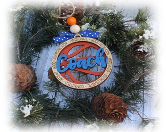 Basketball Coach Christmas Ornament. Coach Ornament, Christmas Ornament, Christmas Decor, Appreciation Gift. Coach Gift
