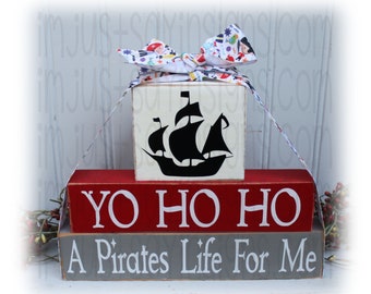 Yo Ho Ho A Pirates Life For Me Wood Stacking Blocks