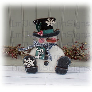 Gros bonhomme de neige assis, bonhomme de neige, décoration d'hiver, décoration de bonhomme de neige, décoration de plateau, décoration de flocon de neige,