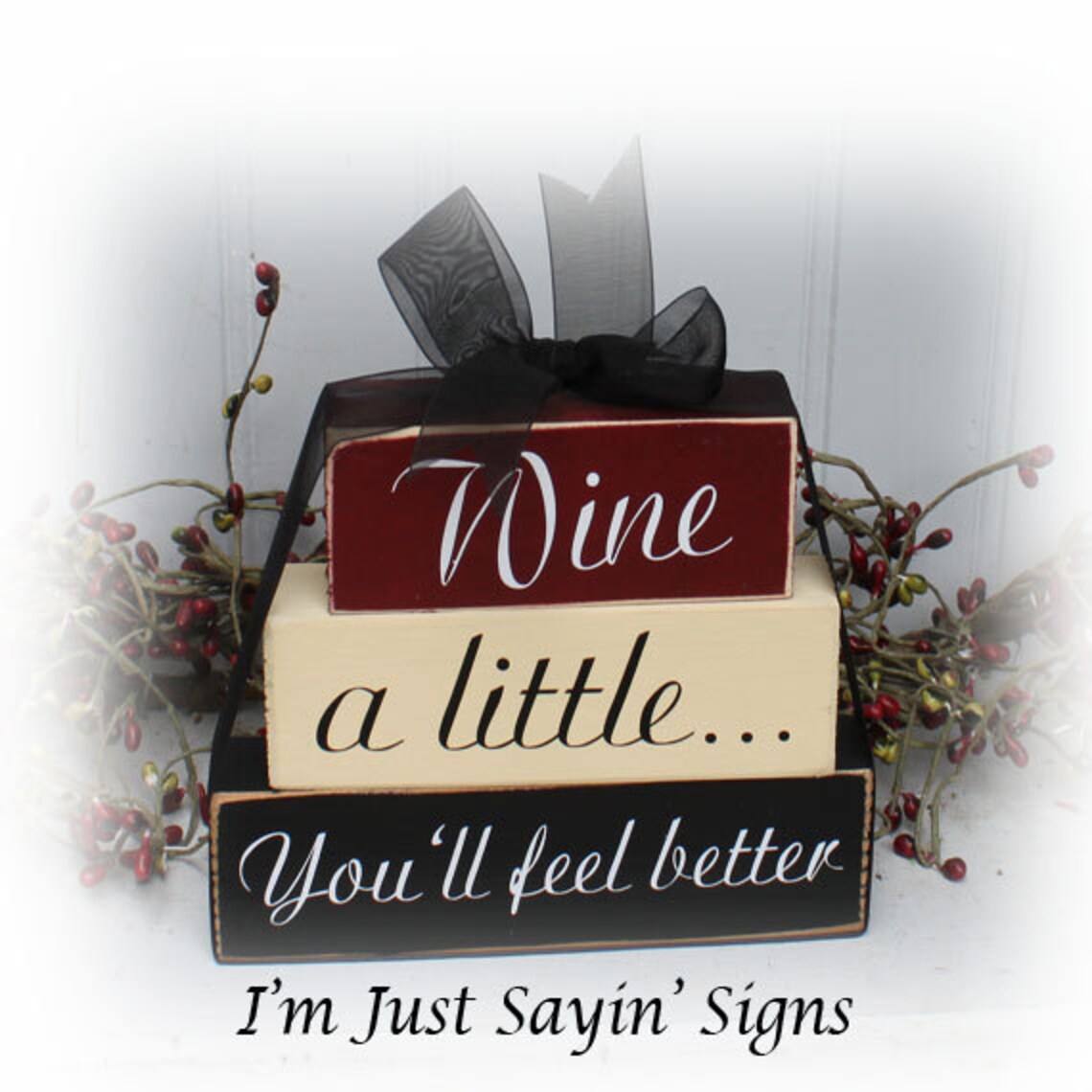 Wine A Little You'll Feel Better Itty Bitty Wood Stacking Etsy