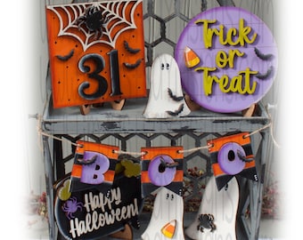 Trick or Treat Tiered Tray Decor-Ghost Tiered Tray-Trick or Treat Tiered Tray-Witches Cauldron Tiered Tray-Boo Tiered Tray Decor