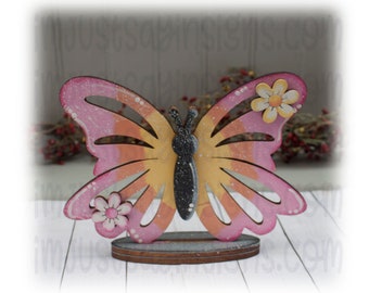 Spring Butterfly Shelf Sitter, Springtime Decor, Spring Tier Tray, Butterfly Decor, Spring Decor