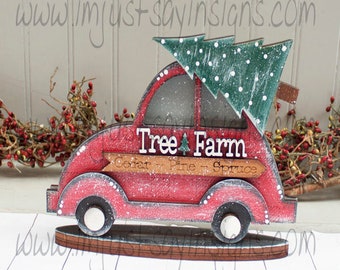 Tree Farm Bug Car Interchangeable, Winter Decor, Christmas Decor, Tier Tray Decor, Christmas Tree Decor, Interchangeable Car Decor