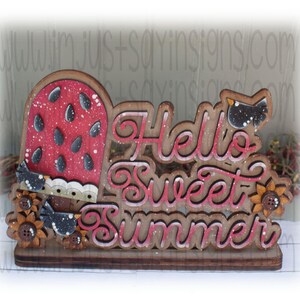 Hello Sweet Summer Watermelon Shelf Sitter for Tier Tray, Summer Mantle Display