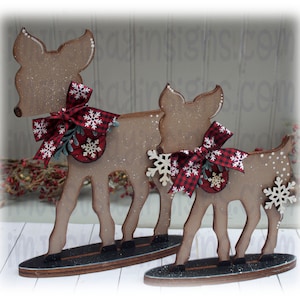 Christmas Deer Tier Tray, Christmas Decor, Woodland Animal Decor, Winter Decor, Deer DEcor