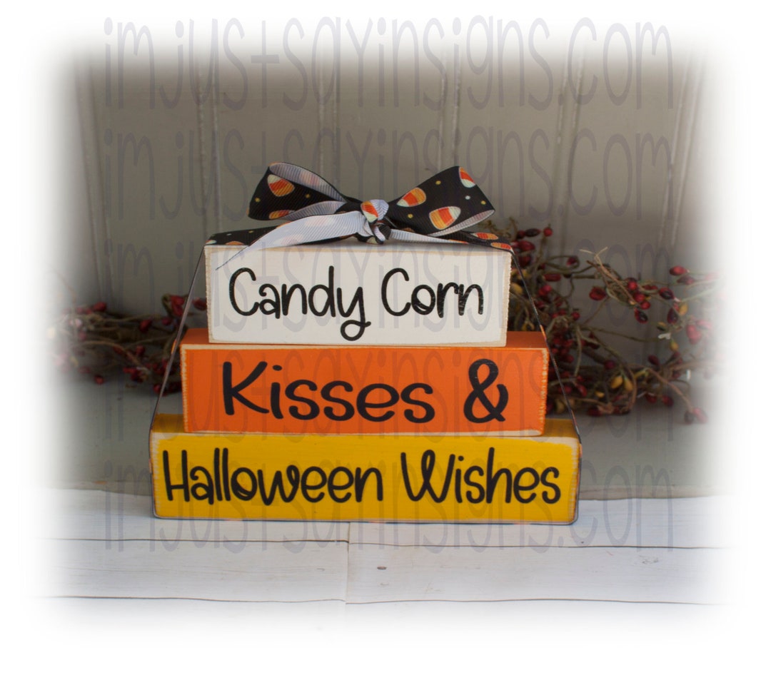Candy Corn Kisses and Halloween Wishes Itty Bitty Blocks, Halloween