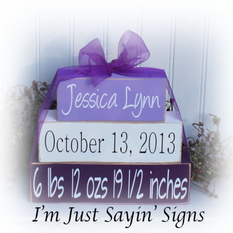 Custom Baby Name Wood Stacking Blocks for Birth Announcement Etsy