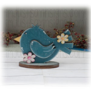 Spring Bluebird with Flowers shelf sitter, tier tray decor, springtime decor, spring decor, bluebird decor,