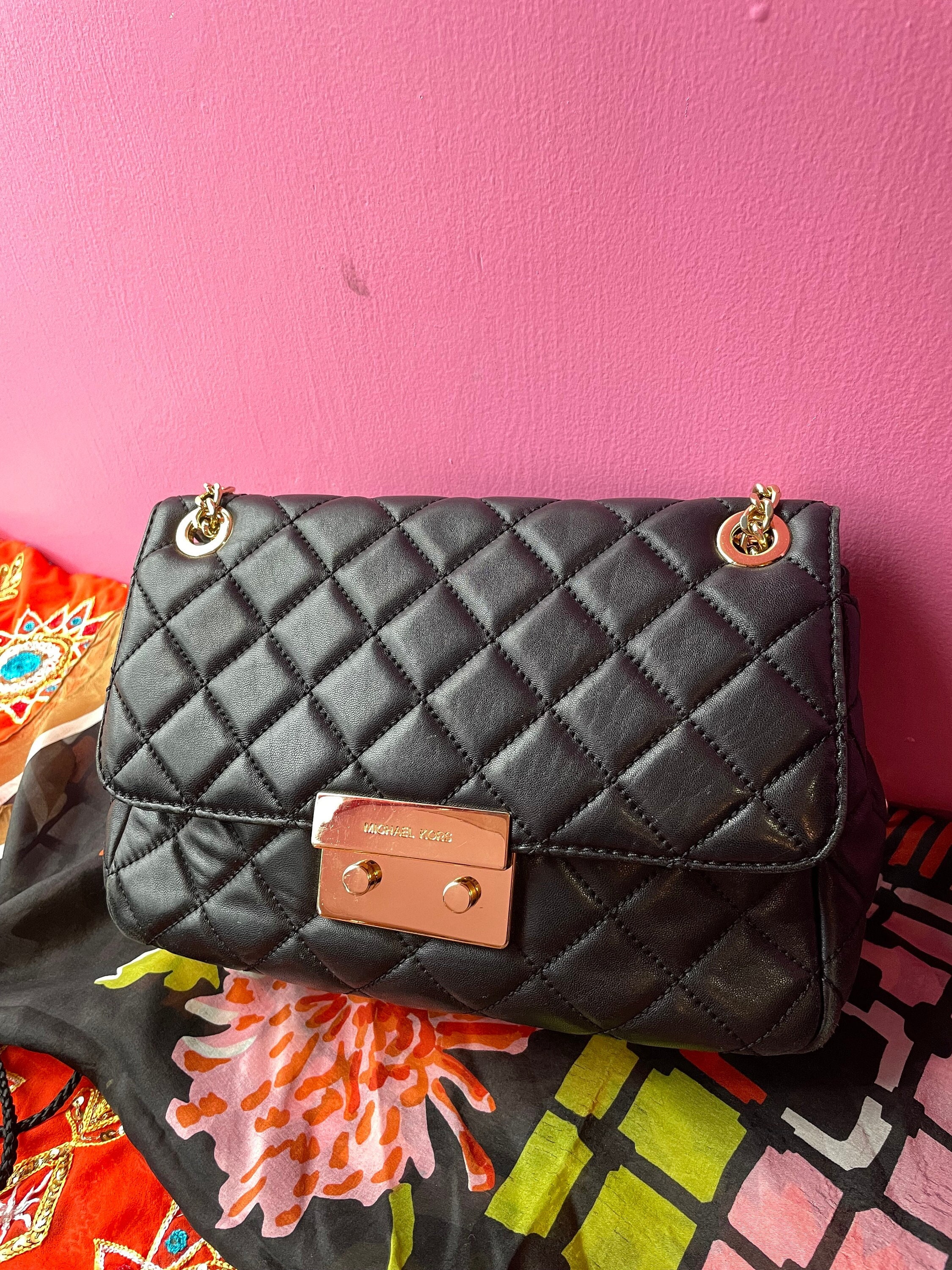 Michael kors black quilted crossbody bag cheap