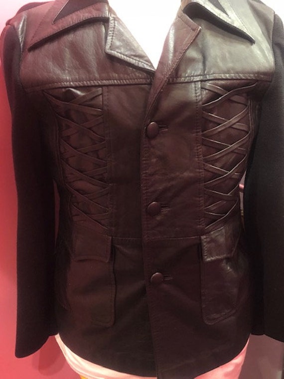 1970's Leather & Merino wool Men Jacket