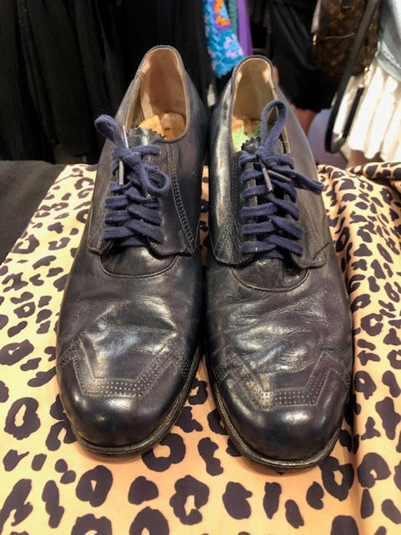 Navy Vintage Lace up Shoes Late 30's