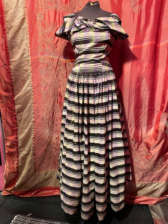 1950s Plaid Taffeta Party Dress - image 1