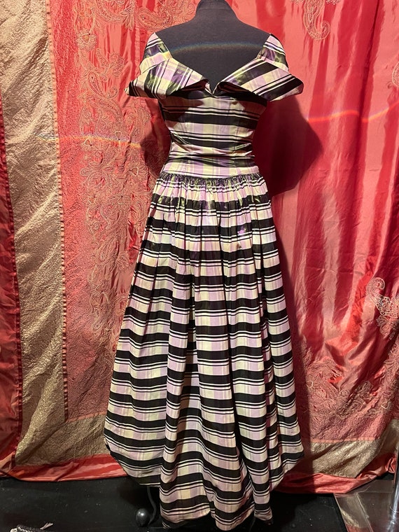 1950s Plaid Taffeta Party Dress - image 5