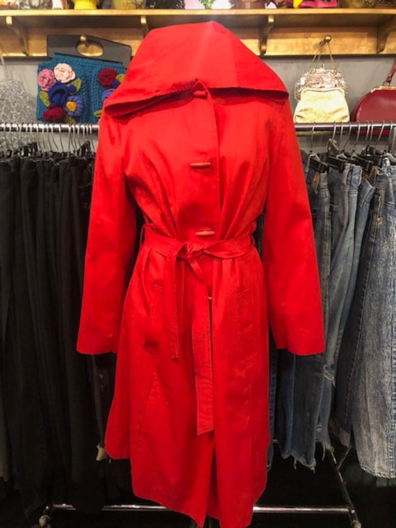 Red Rain Coat With Hood