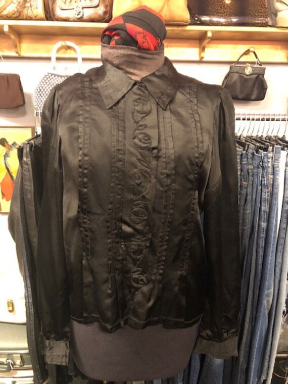 Black Silk Victorian Blouse