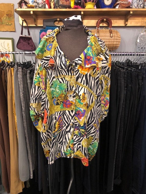 Silk Cats/Zebra Print Blouse/Tunic