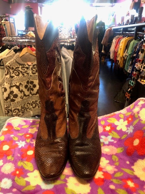 Patchwork Snake Skin Boots