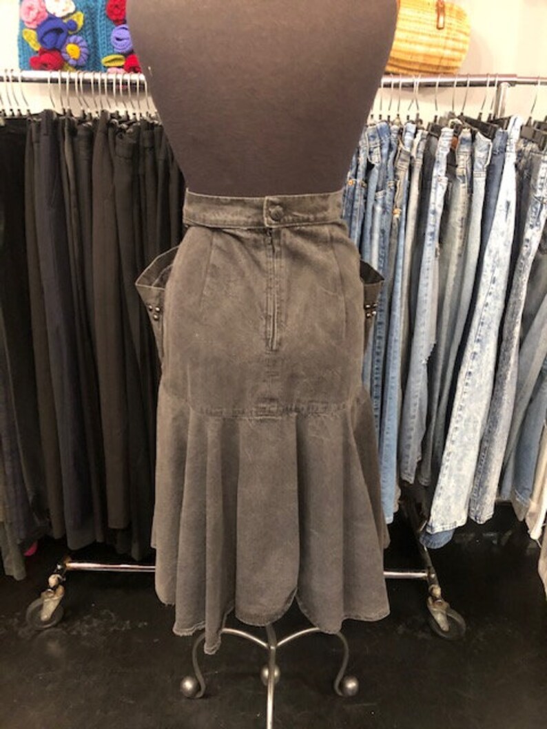 Black Denim Studded Skirt 80/'s