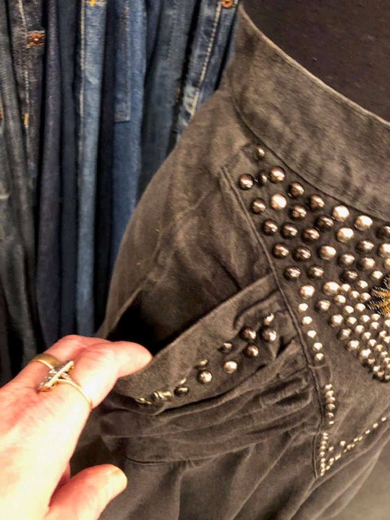 Black Denim Studded Skirt 80/'s
