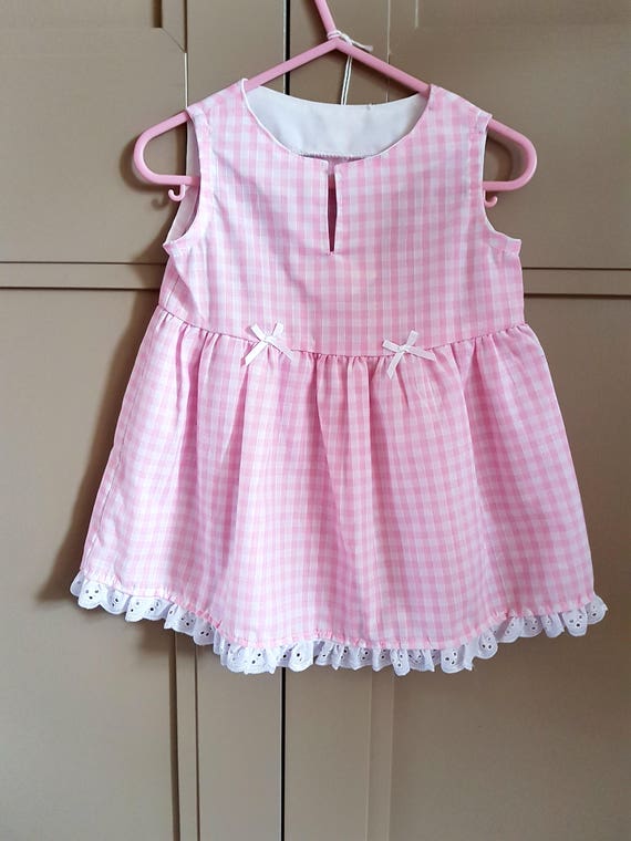 girls pink gingham dress