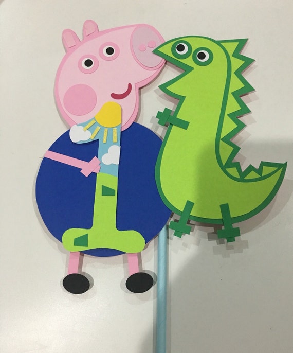 Peppa Pig Decoration George And Dinosaur Cake Topper George Etsy