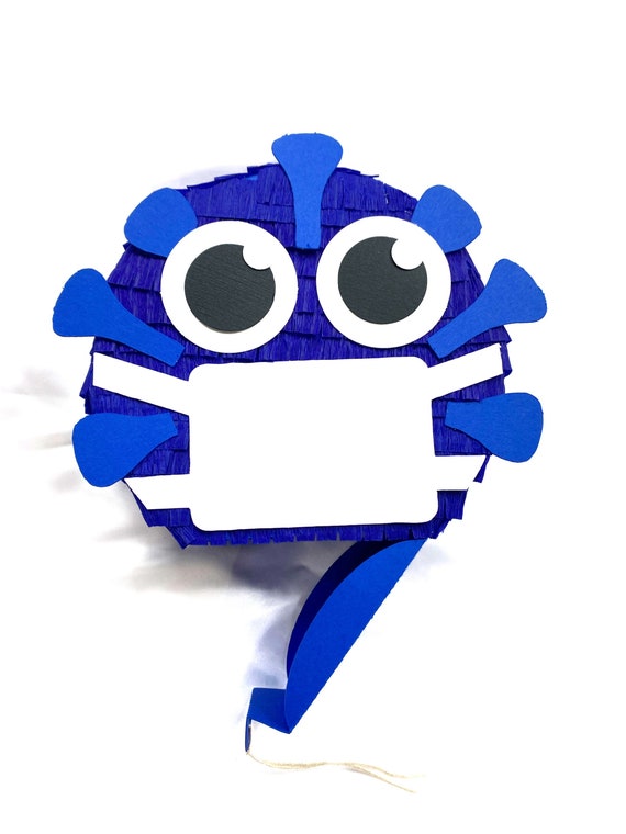 Virus mini piñata royal blue (1), hang in there gift, pandemic party, quarantine gift, drive by favors, party favors, gift box Il_570xn