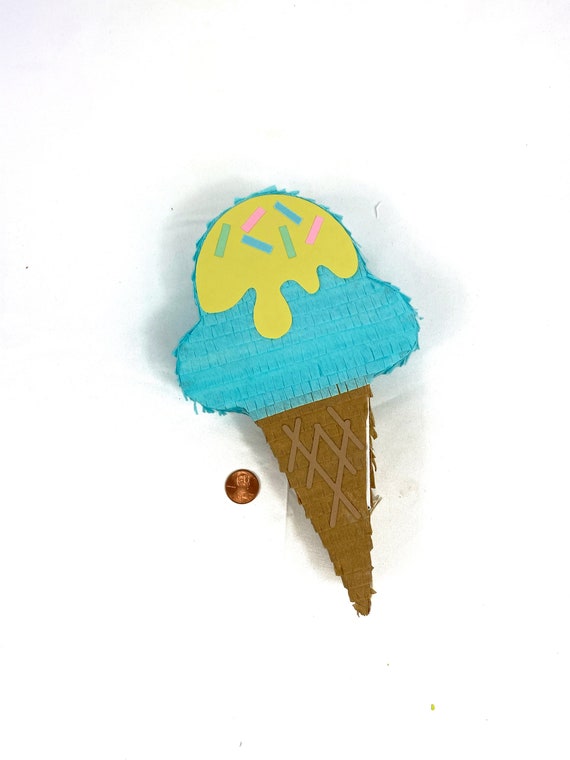 Ice cream cone blue Mini Piñata (1), sprinkles, baby shower, gender reveal decorations, ice cream truck, summer birthday, blue ice cream Il_570xn