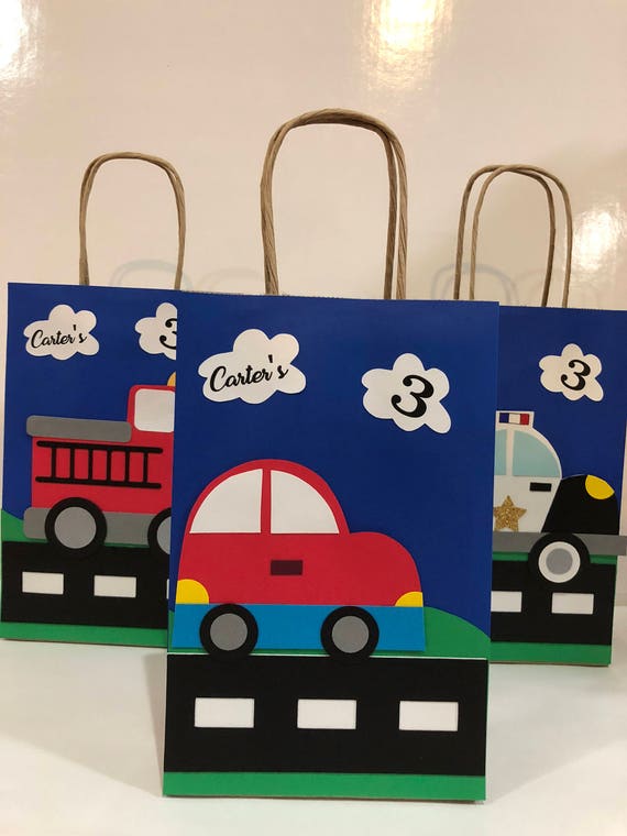 Transportation party, transportation birthday, police car party, fire truck party, street decoration, police car party bags Il_570xn