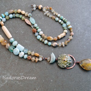 Enchanted forest, Amulet, Talisman necklace, Beaded boho necklace, Summer beaded necklace, Layering Necklace Long Bohemian necklace image 7