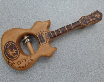 Jerry Garcia Guitar Rattle Tiger, Grateful Dead, Jam Band Baby, Rocker Baby, Music Lover Gift, Wooden Rattle, Baby Shower Gift, Old Hat Toys
