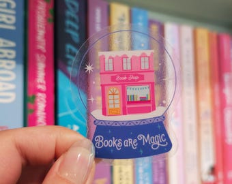 Books Are Magic Snow Globe Sticker – Clear Vinyl