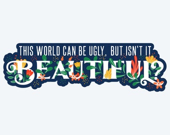 Beautiful World Die Cut Stickers (Blue)