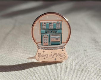 Books Are Magic Snow Globe Pin