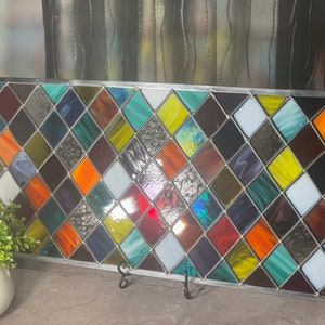 Custom Made Stained Glass/ Colored Glass Window/ Panel / Transom / Window hanging / multi color