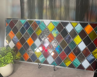 Multi Colored Custom Made Stained Glass/ Colored Glass Window/ Panel? Transom