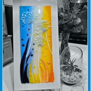 Custom Made Stained glass artwork/fused glass artwork/Dandelion glass artwork Stain Glass hanging window *Can be modified to your specs*