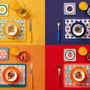 Melamine placemat coaster sets of 4 placemats & 4 coasters - English Breakfast patterns