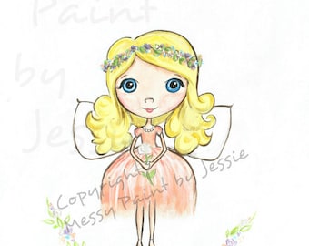 Girls Room Wall Art, Pink Fairy, Flower Fairy
