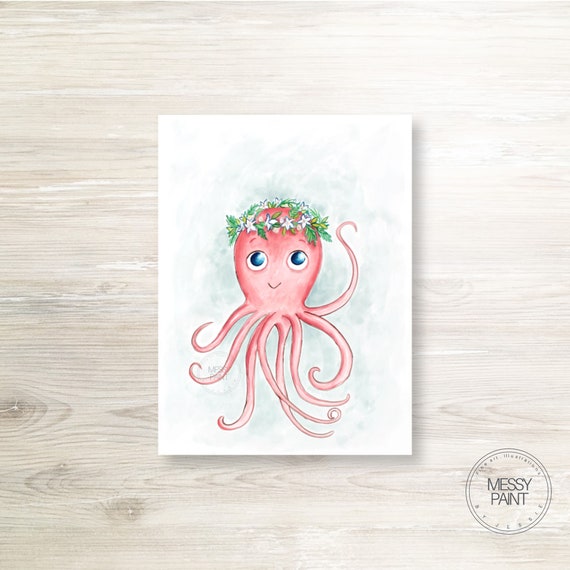 Pulpo isleño rosa arte mural para niños decoración de - Etsy México Pulpo isleño rosa arte mural para niños decoración de - Etsy México