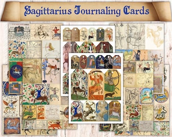 106 Printable Sagittarius Zodiac Themed Junk Journal Ephemera. Astrology Journaling Cards Illustrations  For Grimoire/ Book Of Shadows