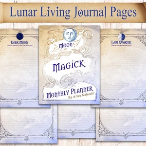 Moon Phase Journal Prompt Grimoire Pages. Lunar Phases Journaling Prompts For Your Book Of Shadows. Dark, Full & New Moon Esbats Pages
