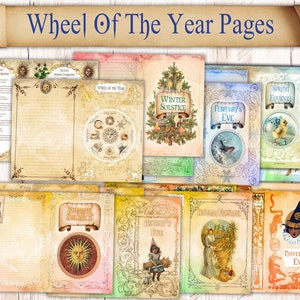 Wheel Of The Year Grimoire Pages. Printable Download For Your Book Of Shadows. All 8 Sabbats. Cover Page, Information, Journal Prompts.