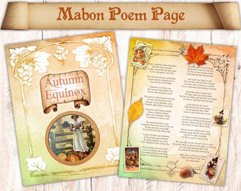 Autumn Equinox Poem Page: Mabon Sabbat Poetry Sheet (PDF Download)