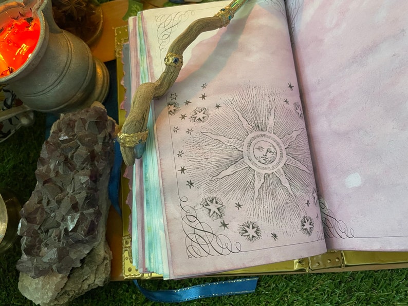 Astrology Book Of Shadows Astronomy Magick Journal Blank Cosmic Grimoire Zodiac Themed Notebook Sun Stars and Moons Spellbook Diary image 8