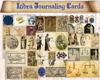 57 Printable Libra Zodiac Themed Junk Journal Ephemera. Astrology Journaling Cards Illustrations  For Grimoire/ Book Of Shadows/ Spell Book