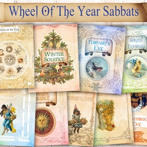 Wheel Of The Year Grimoire Pages VALUE PACK. Printable Download For Book Of Shadows. All 8 Sabbats. Cover Page, Info, Journal Prompts.