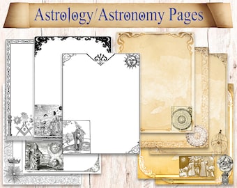 84 Digital Astronomy Book Of Shadows Pages. Vintage Astrology Illustration Sheets Printable Download. Celestial Grimoire Journal Paper Pack